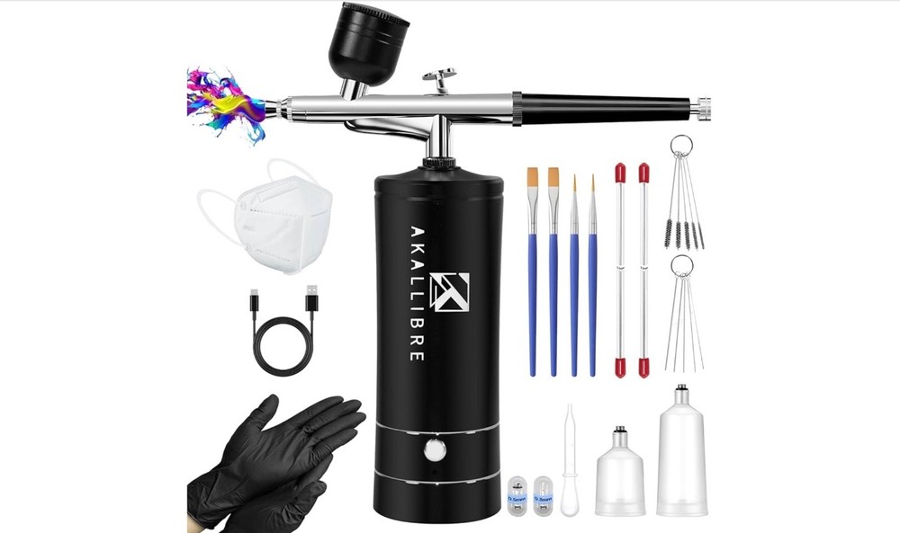 AKALLIBRE Airbrush Kit with Compressor, 48PSI High-Pressure Non-Clogging Airbrus