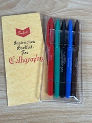 Sanford Calligraphic Marker Pen Set 5 Colors w/ Instruction Booklet 2.5mm Tips