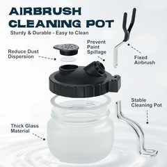 Airbrush Cleaning Kit – 4 x 4.05 fl oz Cleaner, Glass Pot, Water-Based & Acrylic