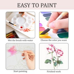 RGBMIX 14 Sheets Flower Watercolor Paper Book 9×12” Watercoloring WHITE
