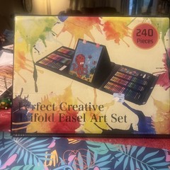 240-Piece Art Set with Trifold Easel, Drawing & Craft Kit for Kids Ages 4-12