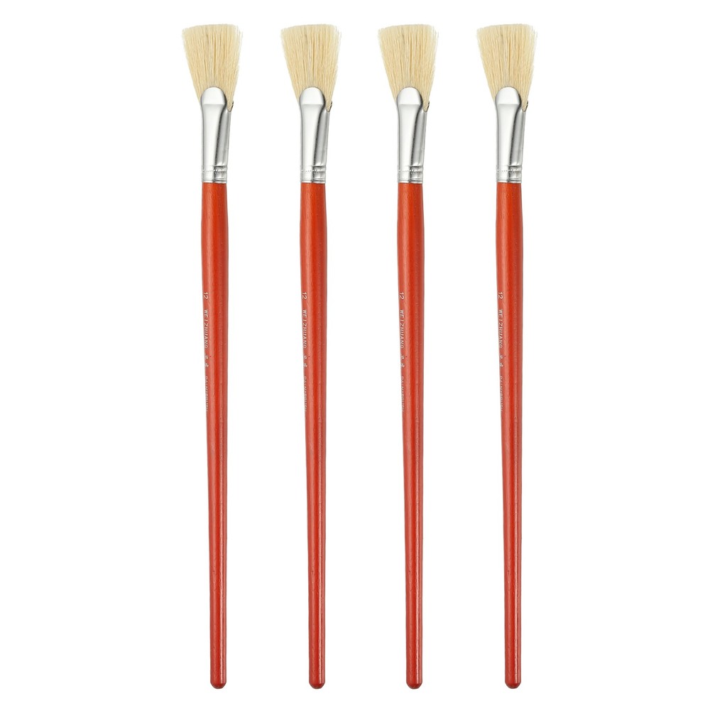 4 Pcs Paint Brushes Bulk, Fan-shaped Tip Painting Brush, (1.4 Inches, Red)