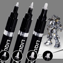 3-Pack Liquid Chrome Markers, Permanent Mirror Pens, 0.7mm 1mm 3mm Tip Set