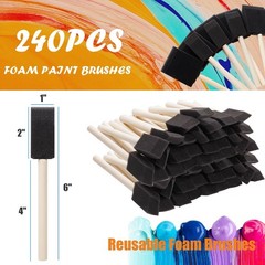 240 Pcs Foam Paint Brushes Set – 1″ Sponge Brushes for Painting, Staining & DIY