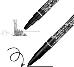 10 Set Dual Tip Marker Black Felt Pen Brush Fine Point Art Drawing Sketch Tool