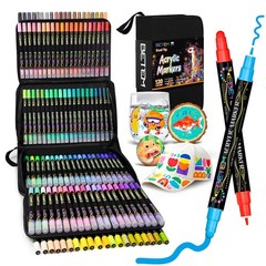 Betem 120 Colors Dual Tip Acrylic Paint 1 Count (Pack of 120), Multicolor