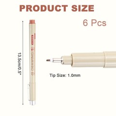 6Pcs 1.0mm Fineliner Ink Pens(Brown)