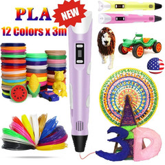 12 Color 3D Printing Pen 3D Drawing Pen with Led Display Filament Kid Gift####