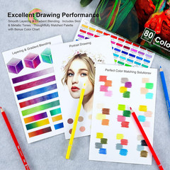 80 Colored Pencils Professional Color Pencils for Adult Coloring Books