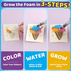 70PCS Magic Foam Texture Painting Kit, Magic Puffy Paint Kit with 30 Foam Textur