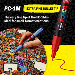 Posca Acrylic Paint Art Markers, Set of 12 Extra Fine Point Thin Paint Pens for