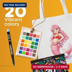 Zenacolor 20 Fabric Markers Pens Set – Indelible and Permanent Fabric Paint Fine