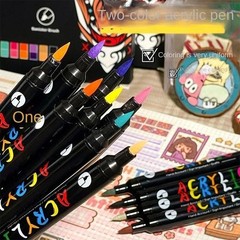 120 Color Acrylic Paint Markers Dual Tip Brush Fine Pens Art Set
