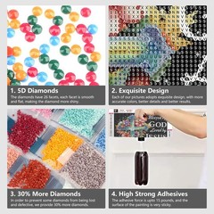 Diamond Art Kits for Adults, 5D Cross Diamond Painting Kits for Beginners, DIY 5