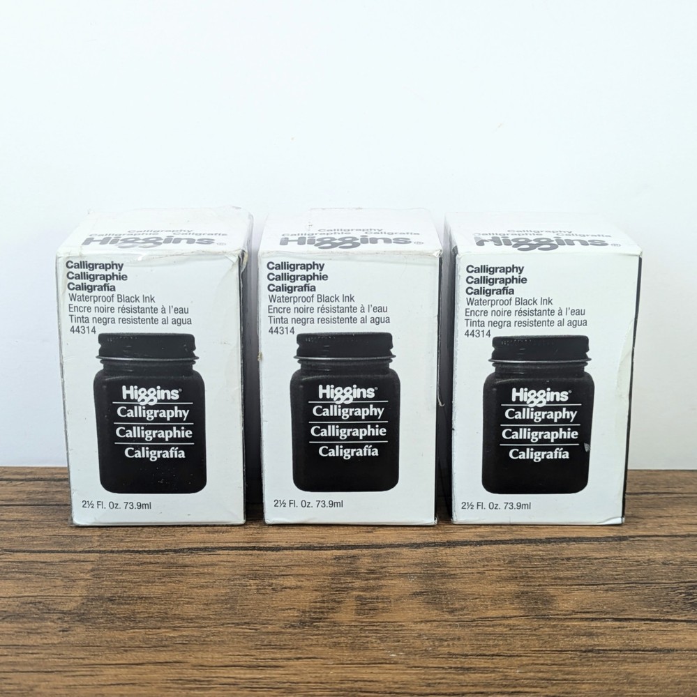 3 Pack – Higgins Waterproof Black Calligraphy Ink, 2.5oz (73.9ml) Bottle