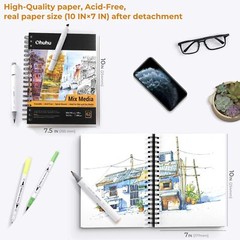 Ohuhu Marker Pads Art Sketchbook, 10″x7.6″ 120 LB Heavyweight Papers 124 Pages