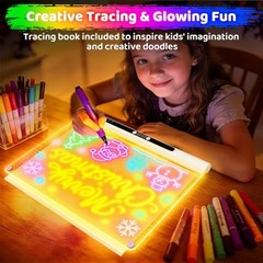 16“ Rechargeable LED Drawing Board, 9-Color Light Modes with Timer & White