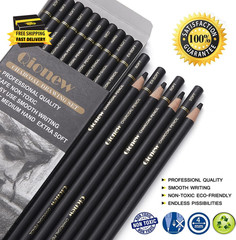Professional Charcoal Pencils Drawing Set – 10 Pieces Super Soft, Soft, Medium &