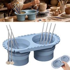 Foldable Paint Brush Cleaner Cup Dual Rinse Bowl Holder Acrylic Watercolor Gifts