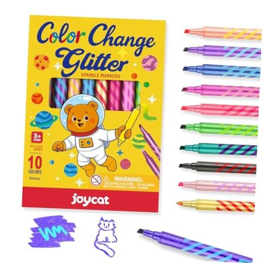10 Pack Magic Jumbo Dual Tip Markers with Color Glitter Color Changing Markers