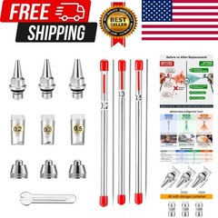 10PCS Airbrush Replacement Parts Kit 0.2mm/0.3mm/0.5mm – Nozzles, Needles & C…