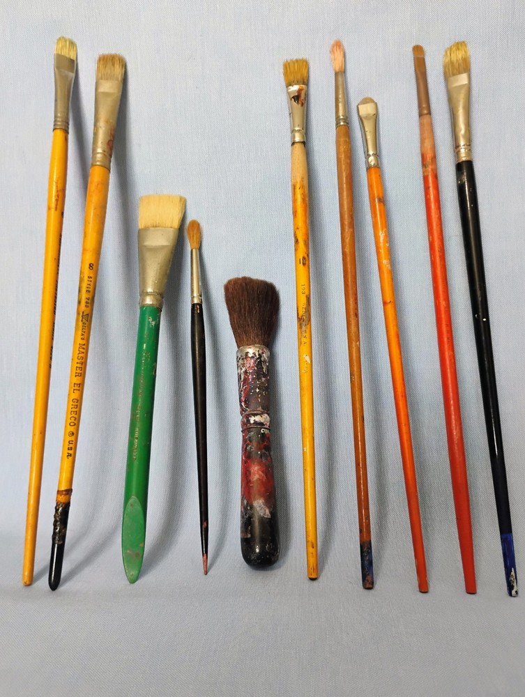 Vintage Paint Brushes Lot of 10 Various Sizes #6