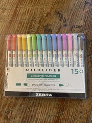 Zebra Pen Mildliner Highlighter Double Ended Pen – Broad & Fine Tips – 15 Pack