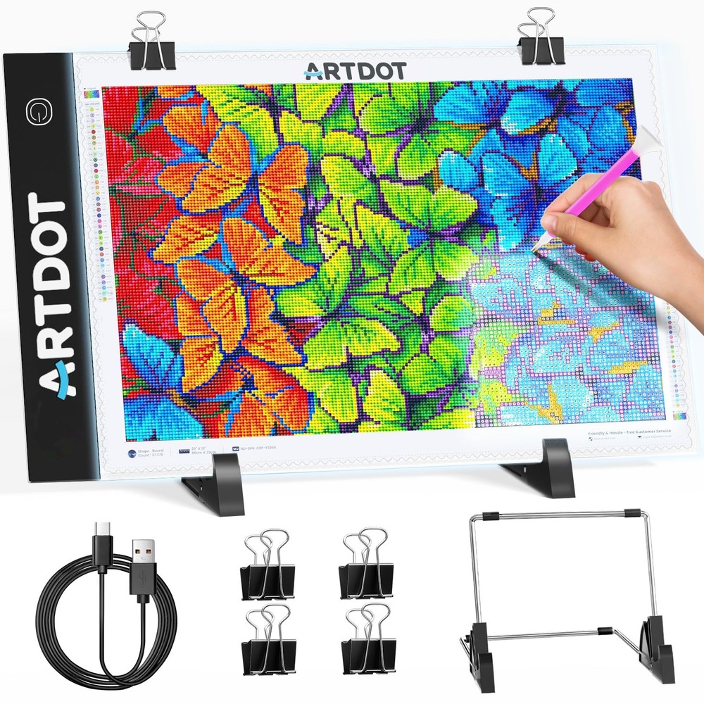 ARTDOT A4 LED Light Pad for Diamond Painting Kits Adults, USB A4, Black