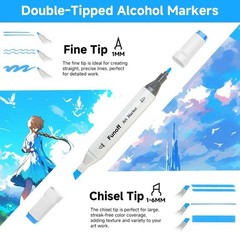 Alcohol Markers, 100 Colors Fine & Chisel Dual Tip Art Markers, Permanent Ske…