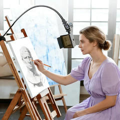 Camera Lucida Drawing Tool, Optical Drawing Aid,360° Adjustable Pea-Type Fixture
