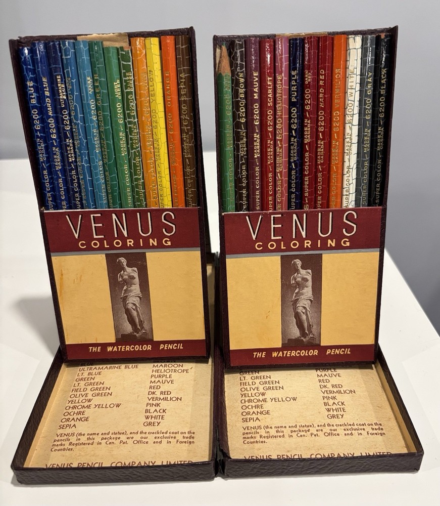 Venus Coloring Pencils RARE Vintage Made In Canada 2 Sets The Watercolor Pencil