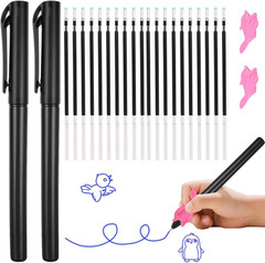 20 pc Magic Pens for Kids Grooved Handwriting Book, Disappearing Ink Pens for Re