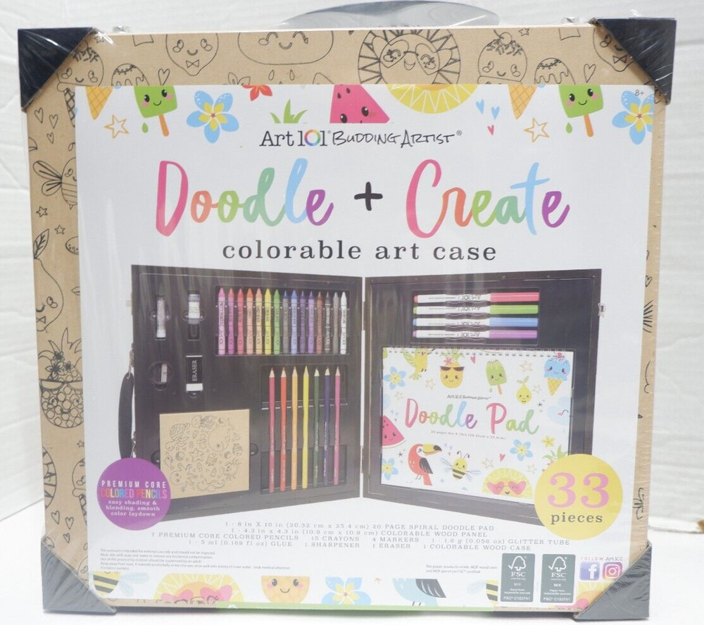 Art 101 Budding Artist 33 Piece Doodle and Create Colorable Art Set