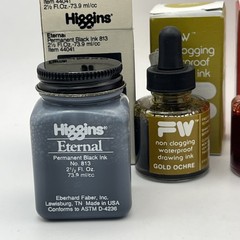 Lot Of 5 FW Nonclogging calligraphy Drawing Ink By FW Higgins Winsor Newton READ