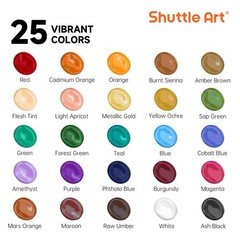 Shuttle Art Acrylic Paint Set 25 Vintage Colours 2oz/60ml Bottles Rich Pigmented