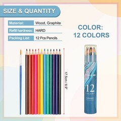 12 Colors Watercolor Pencils Set, Water Soluble Coloring Pencils Set