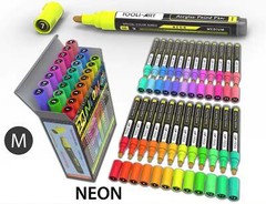 24 Neon Fluorescent Acrylic Paint Pens Markers Set 3mm (MEDIUM)