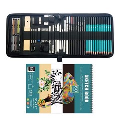 50pc Professional Drawing Artist Kit Pencils Sketch Charcoal Art Set Adults Bag