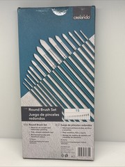 Brand New Celadon Round Brush Set Of 15 – Oil Acrylic Watercolor – Teal Handles