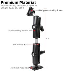 Extended Dual Arm Car Mount for CarPlay Screen – Aluminum Alloy 10.8″ Length