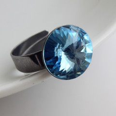Aurora Crystals Stainless Steel Ring