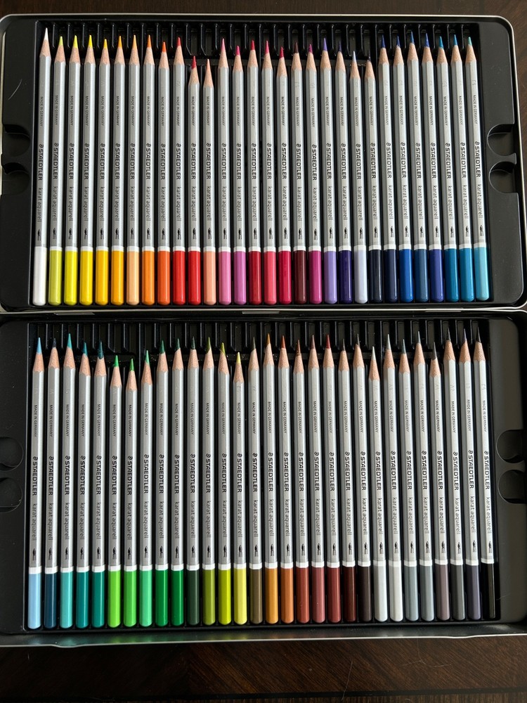Staedtler Karat Aquarell 60 Watercolor Colored Pencils Made in Germany Metal Tin
