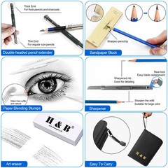 145 PCS Artist Drawing and Art Supply Kit with Graphite Pencils Gift Box