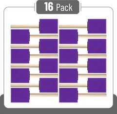 Violet Foam Paint Brush Set – 16 Durable 2-Inch Brushes for Painting & Staining