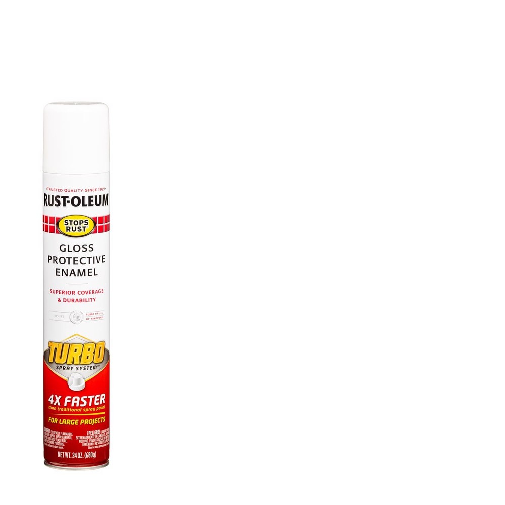 Rust-Oleum 334133 Protective White Gloss Enamel Turbo Spray 24 oz. (Pack of 6)