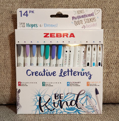 Zebra Creative Lettering Junk Journaling 14pk Marker & Pen Set w/Stickers NEW