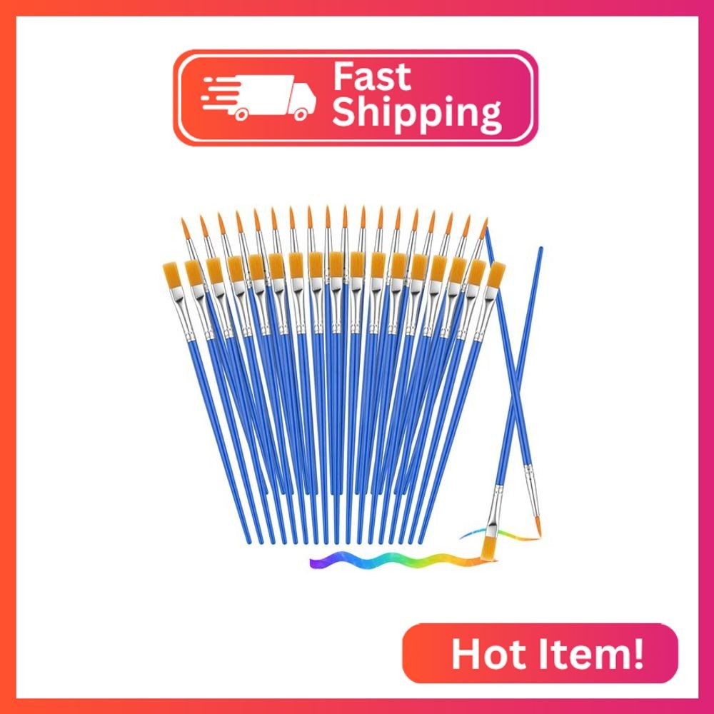 Small Paint Brushes Bulk, 88 pcs Nylon Hair Brushes, Flat Tip Round Acrylic Pain