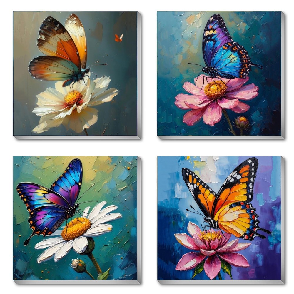 4 Pack Butterfly Paint by Numbers for Beginner with Frame,Colorful Butterfly …