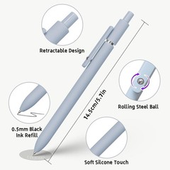 Gel Pens 0.5mm Black Ink Fine Point Smooth Writing 5 Pcs