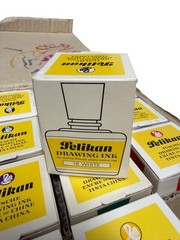 Vtg 517 Pelikan Drawing Ink Lot 1oz Germany Black Brown Blue Green Orange Yellow